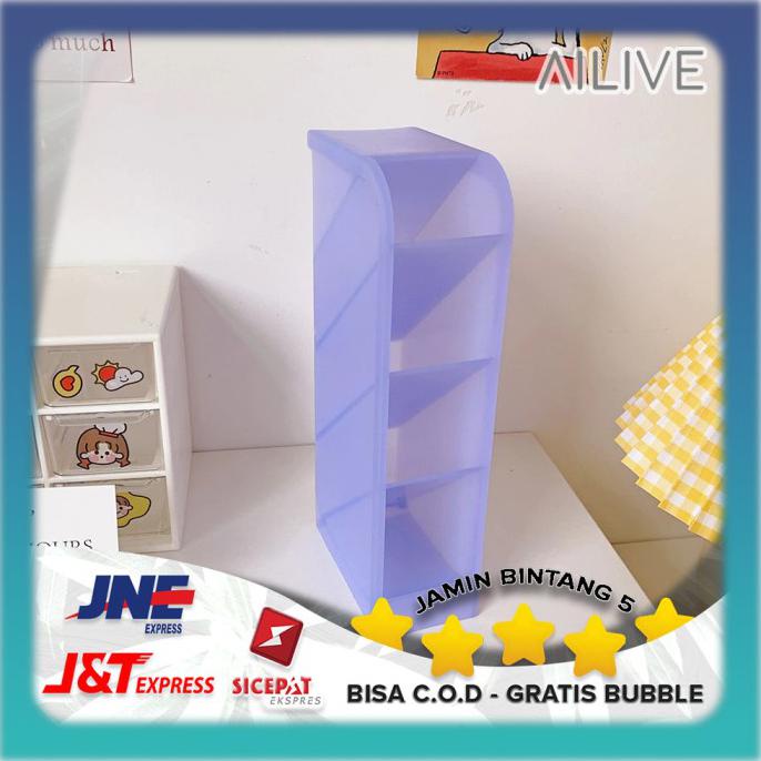 Sale Organizer Box Laci Plastik 4 Slot Storage Mini Rack Rak Mini 4 Susun - Biru