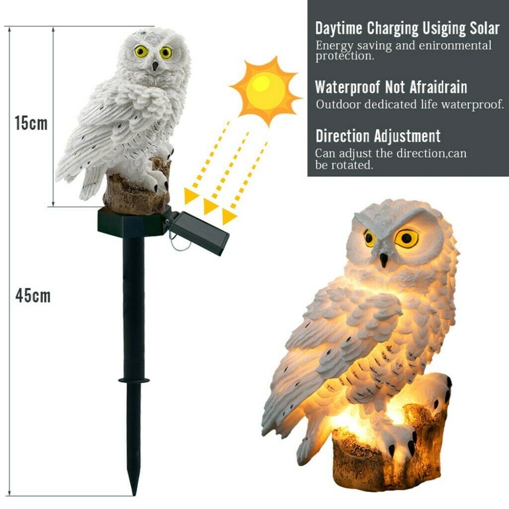 Details about  Novelty Solar Garden Lights Owl Ornament Animal Bird Outdoor LED Decor Sculpture OWT