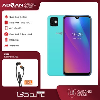 Advan G5 Elite 2021 (Blue) 6.1 Inci 3 GB 16 GB Octacore Smartphone Android 10 Garansi Resmi