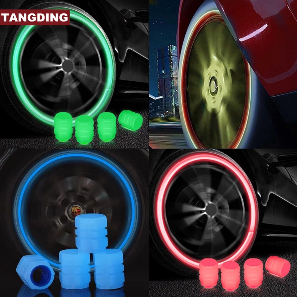 【COD Tangding】4pcs Tutup Pentil Ban Mobil / Motor Elektrik Universal Luminous