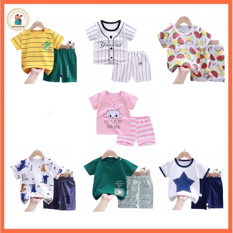 Babyglory.id✨ Setelan Anak Perempuan Laki Laki Import / Setelan Lengan Pendek Import