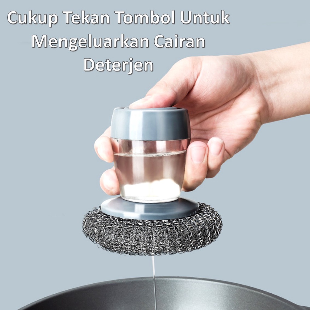 Sikat Cuci Piring Almunium Sabut Serabut Kawat Dispenser Sikat Multifungsi