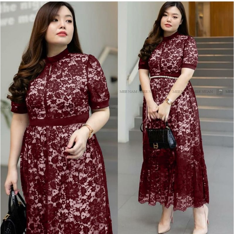 { THABI } MC DRES JUMBO MOMO / LONG DRESS KOREA / DRESS CASUAL WANITA / LONG DRESS BRUKAT / BAJU LON