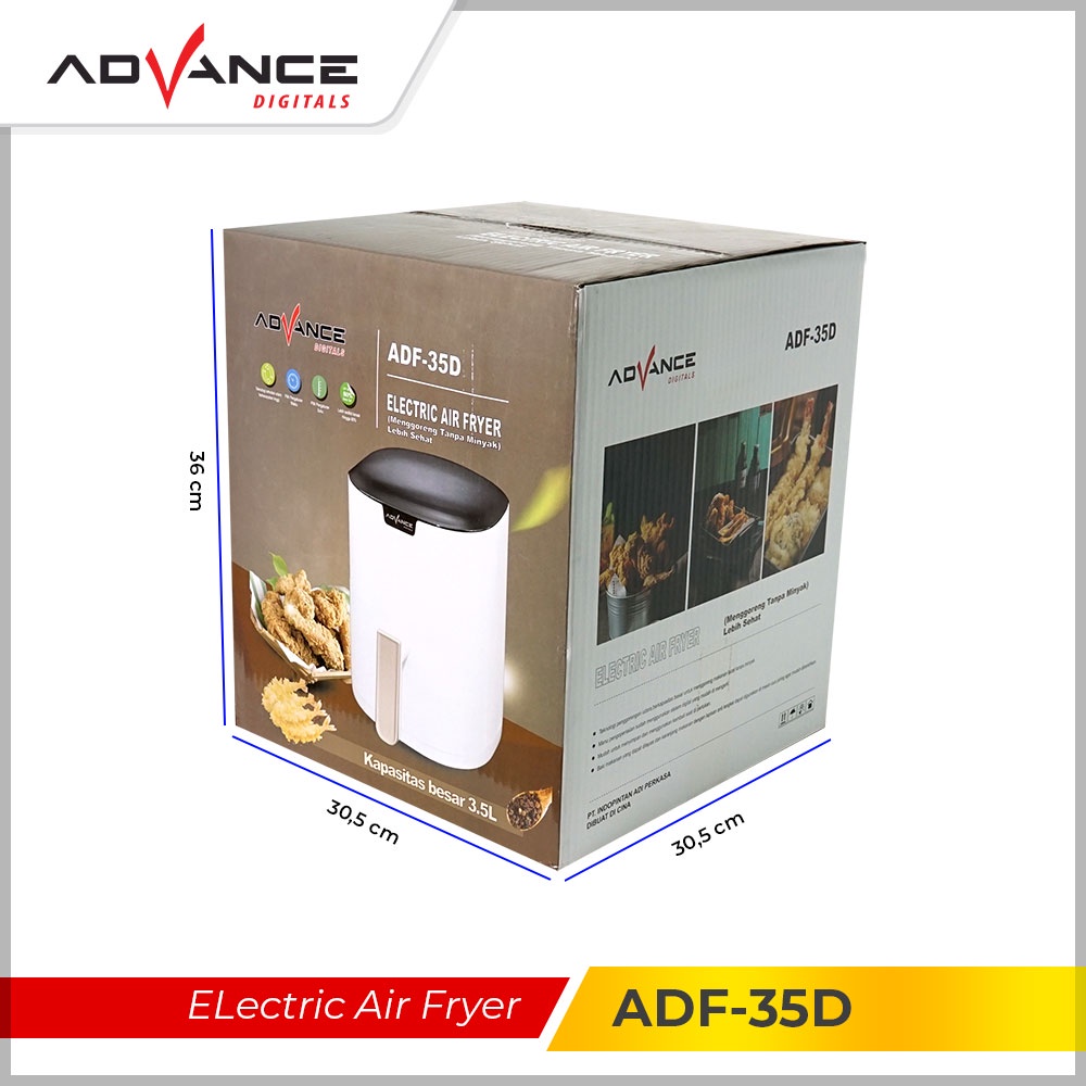 【CUCI STOCK】ADVANCE 3.5L Digital Air Fryer Mesin Penggoreng tanpa minya 600watt Garansi Resmi 1 tahun