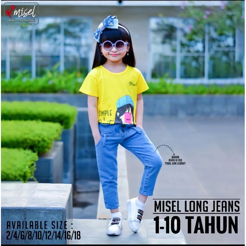 (1-10 tahun) Misel Celana Jeans Panjang Anak Perempuan Cewek Misel Long Jeans BT21 Usia 1 - 10 Tahun