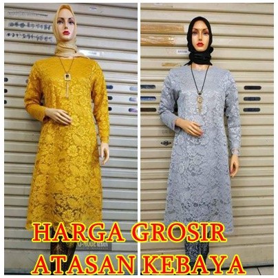 Atasan Kebaya Tunik Brukat / Brokat Warna Gold & Grey