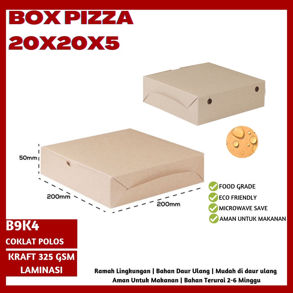 Dus Pizza 20X20 Box Pizza 325 Gsm Laminasi (B9K4-20X20X5 Cm)