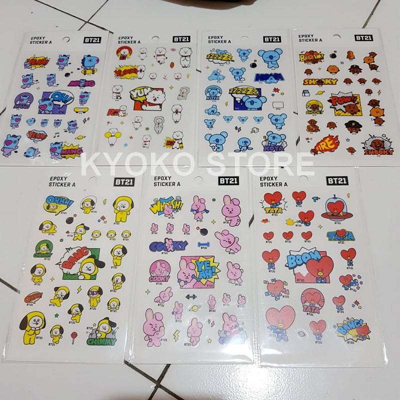 Sticker BTS BT21 Line Stiker Epoxy Transparan