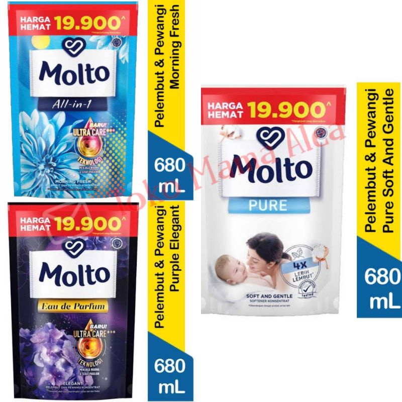 Molto Pelembut & Pewangi Pakaian | Molto Softener Pure 680Ml | Molto Pelembut & Pewangi Pakaian All 