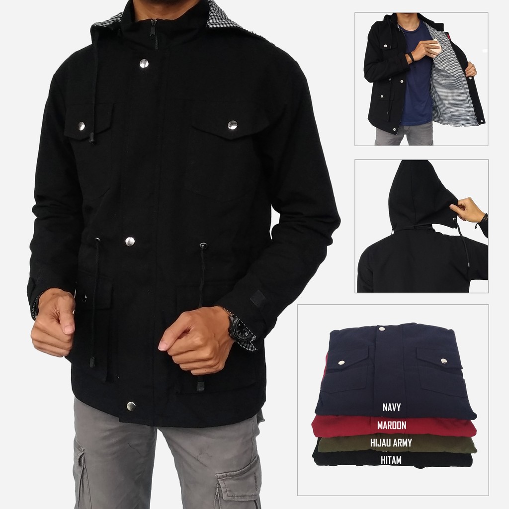 Jual JAKET PARKA PRIA KANVAS POLOS / PARKA POLOS Indonesia|Shopee Indonesia