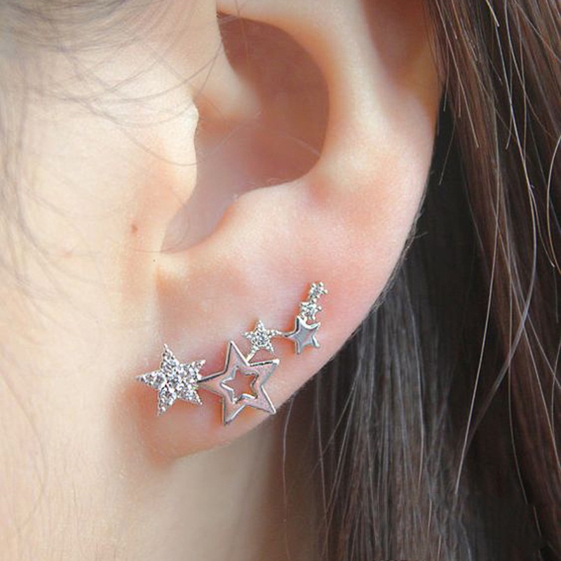 Anting Stud Kristal Bentuk Bintang Untuk Wanita