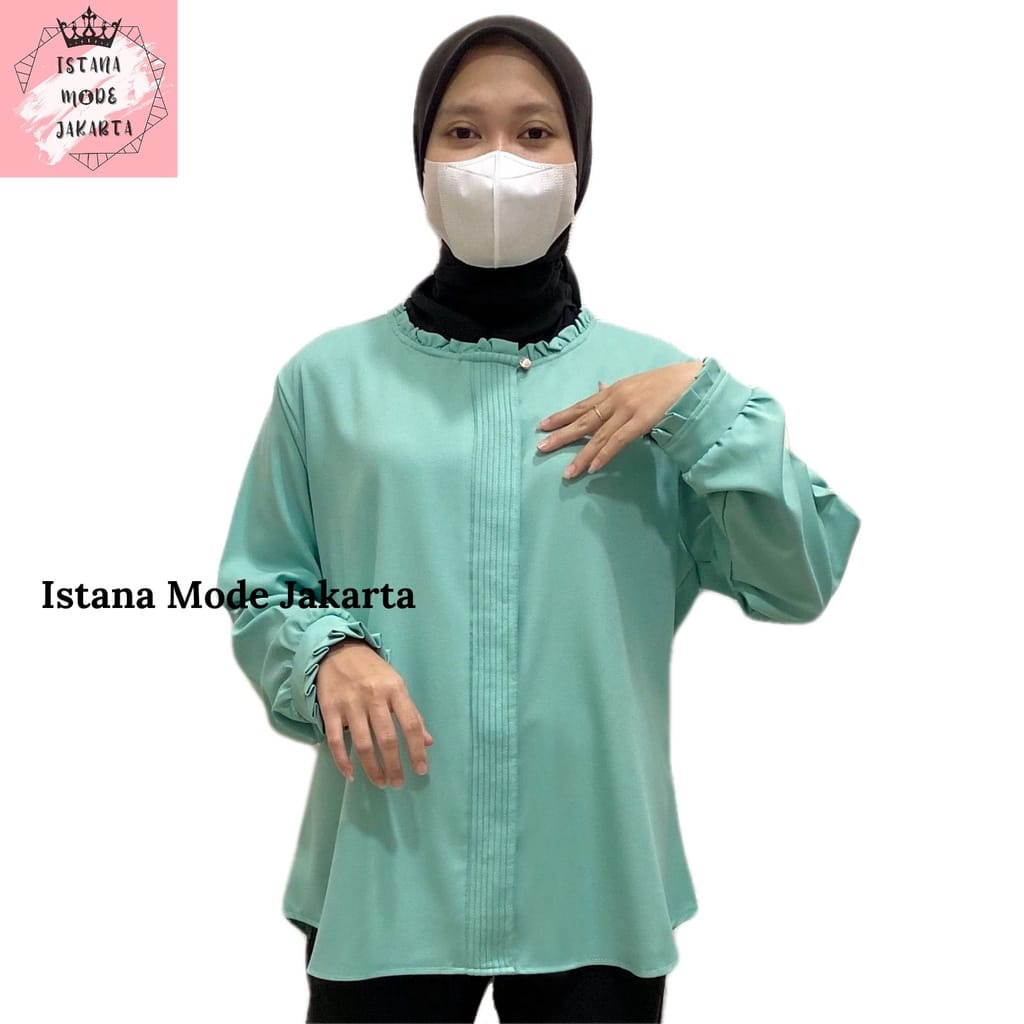 ISTANA MODE JAKARTA Lilac baju atasan wanita terbaru blouse korean style blouse wanita lengan panjang-LD110 MINT