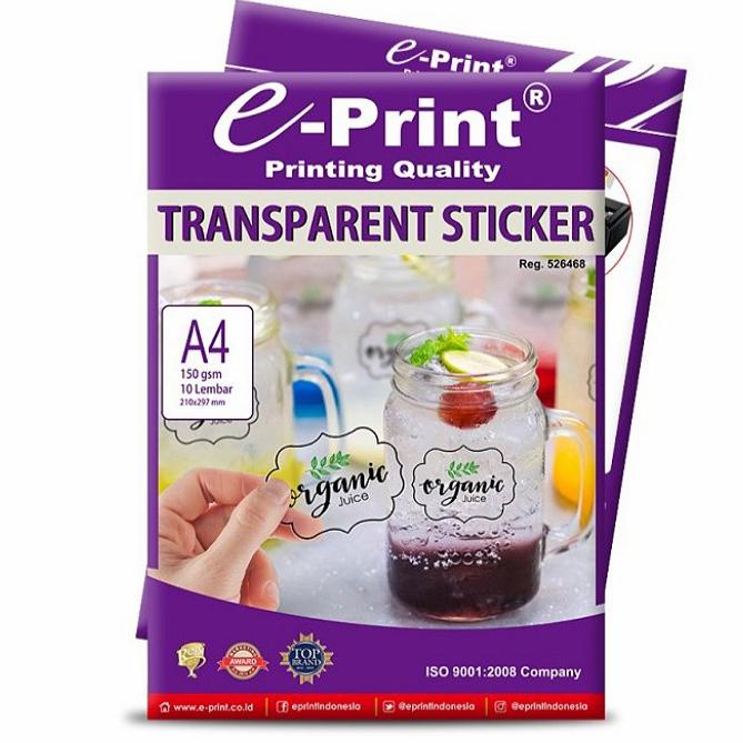

E-Print Transparent Sticker A4 / Kertas Stiker Transparan Eprint A4 CUCI GUDANG