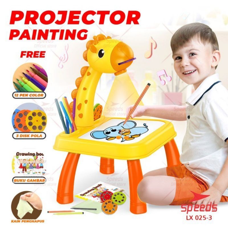 Meja Belajar Anak Proyektor / Mainan Anak Meja Menggambar / Meja Menggambar / Meja Jerapah Proyektor