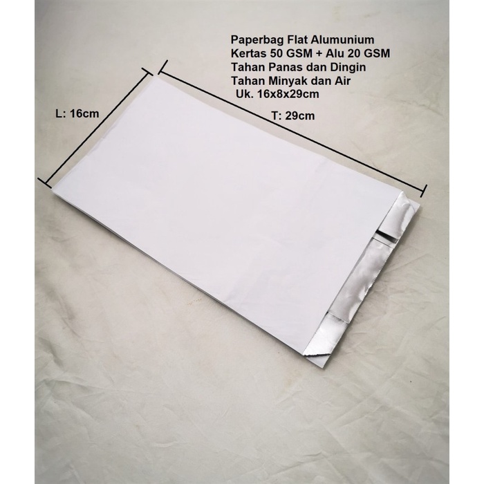 

NEW Paperbag Flat Alumunium 16x8x29cm Tahan Panas, Dingin, Minyak, Air