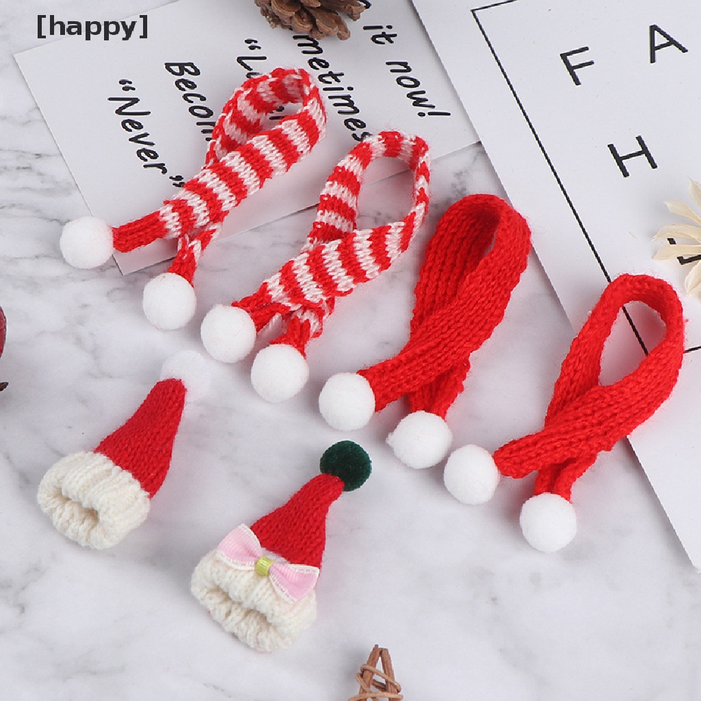 Ha Mainan Miniatur Topi Natal + Syal Skala 1: 6 1: 12 Untuk Aksesoris Rumah Boneka