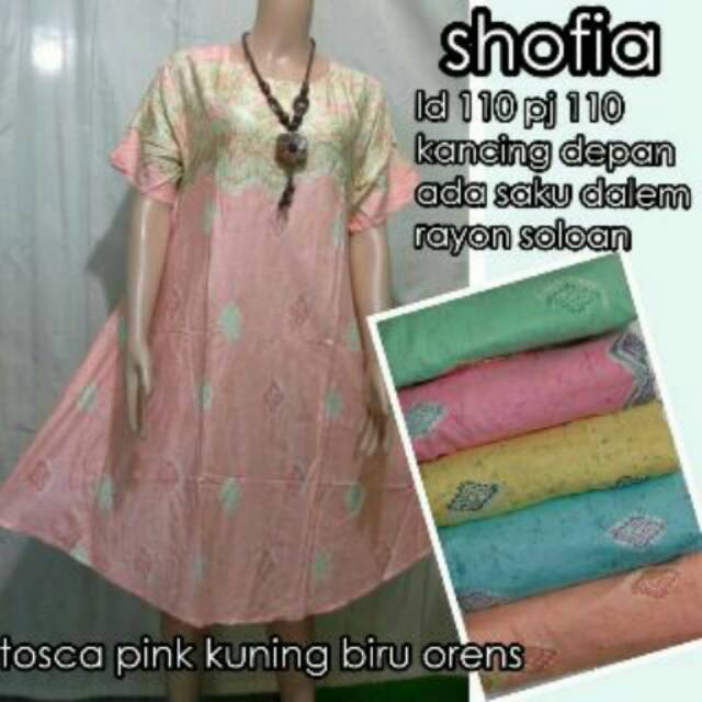 MINI DRESS SHOFIA PASTEL BATIK DASTER JUMBO ADEM NYAMAN SANTAI PANTAI