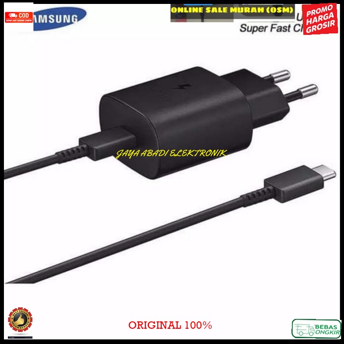 J03 SAMSUNG ORI 3A 25 WATT ADAPTOR CHARGER KABEL DATA USB TYPE C TIPE C SUPER FAST CHARGING FLASH CA