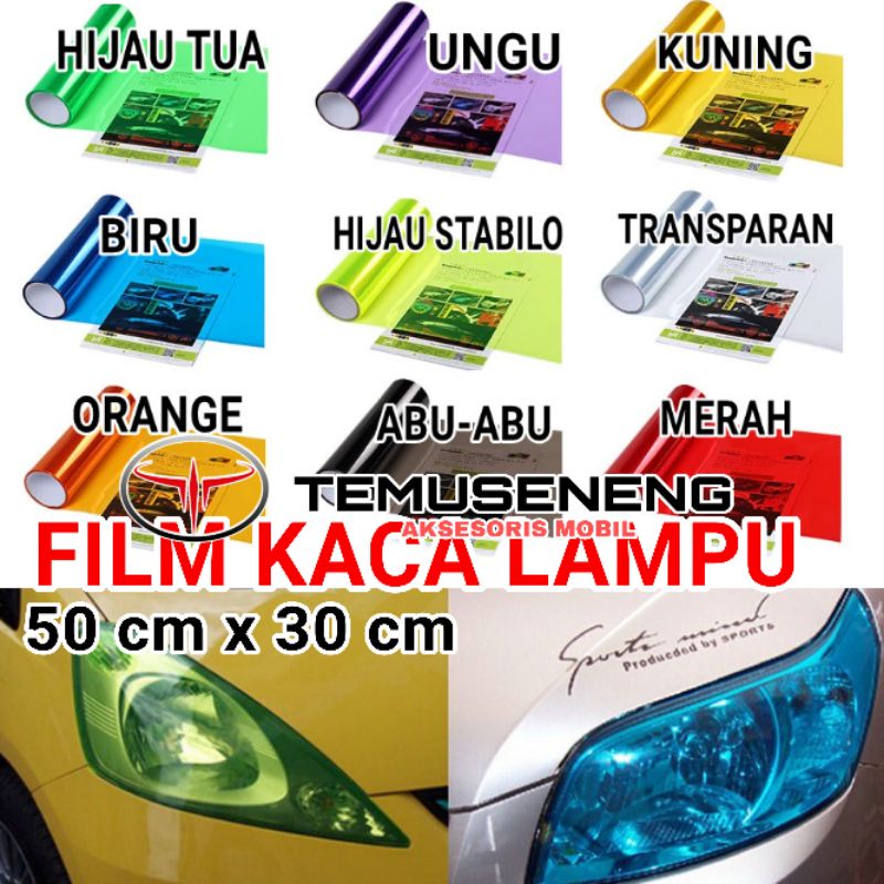 Film Kaca Lampu Mobil Motor Stiker Hybrid Warna Kaca Head Lamp Headlight Rem Stoprem Sticker 50 Cm X 30 Cm