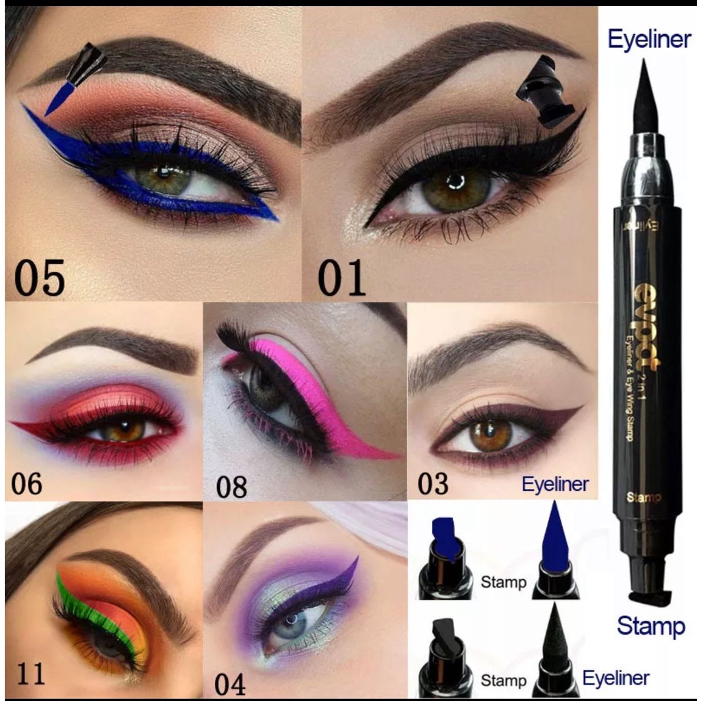 rcsbeauty - NEW ARRIVAL Eyeliner wing stamp eyeliner stamp warna biru pink merah