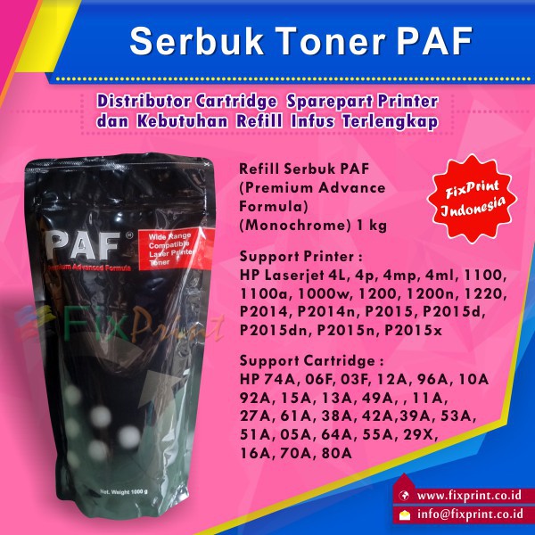 Serbuk Toner PAF 06F 12A 13A 49A 96A 11A 61A 38A 42A 53A 05A 64A 55A 16A Printer P2015 P2035 P2055