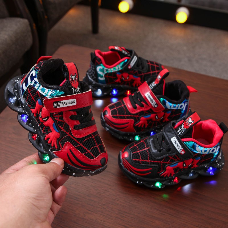 SEPATU LED ANAK SPIDERMAN WEB NEW 2020