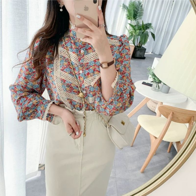 MDLV ~ 2081 ERNESTA FLORAL SHIRT BLOUSE KOREA TERBARU ATASAN IMPORT BLOUSE PREMIUM FASHION IMPORT