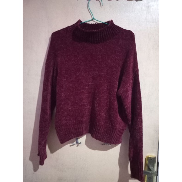 VELVET SWEATER RED BURGUNDY (MERAH BURGUNDY)