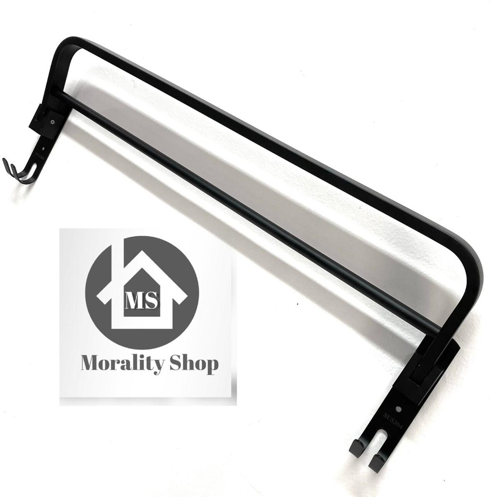 Rak Handuk HITAM Stainless 304 Lipat 2 Susun - Gantungan handuk black towel rack holder A20