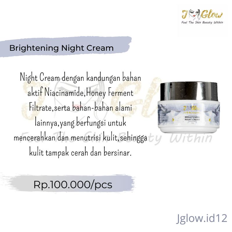 Brightening night cream jglow / radiance night cream / cream malam jglow / skincare bpom / jglow ori