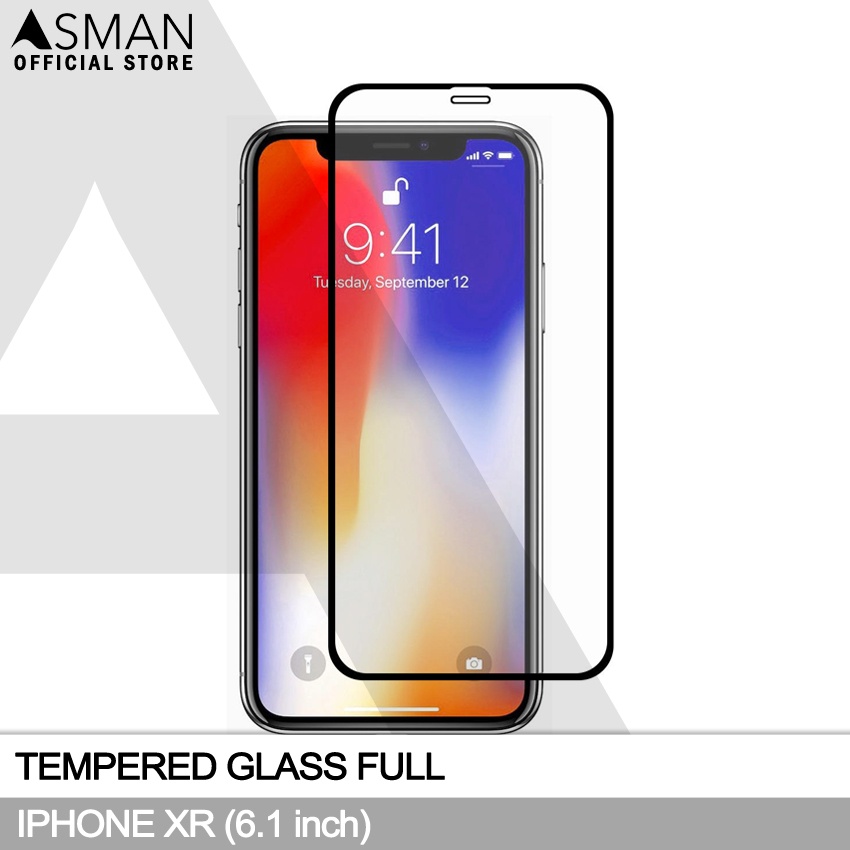 Tempered Glass Full iPhone XR (6.1&quot;) | Anti Gores Kaca - Hitam