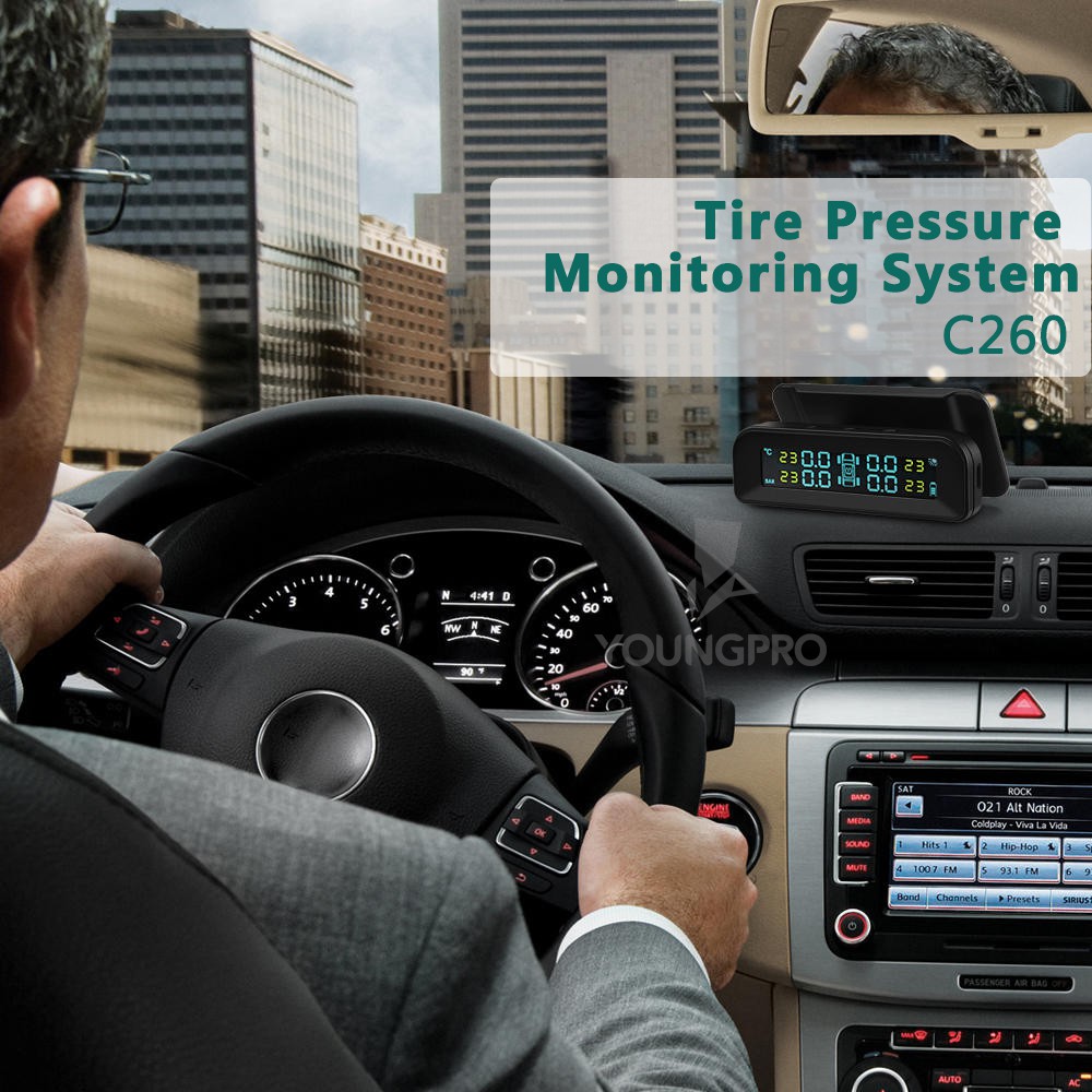 Youngpro C260 - Pengukur Tekanan Ban Real Time Sistem LCD Digital TPMS