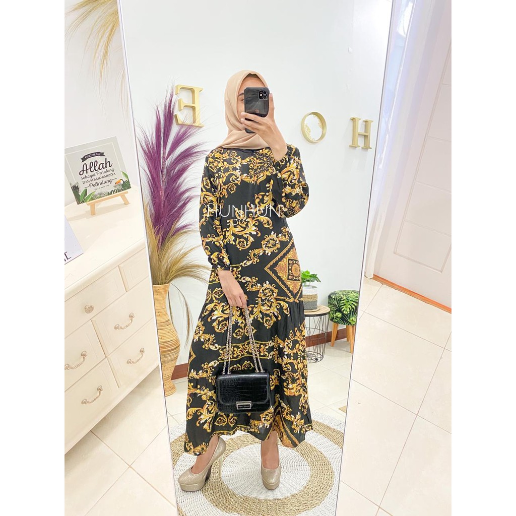 SULTAN MAXY DRESS PUSATGROSIR_SOLO/ HOMEY DRESS RAYON MOTIF ABSTRAK TERMURAH HITS SELEBGRAM