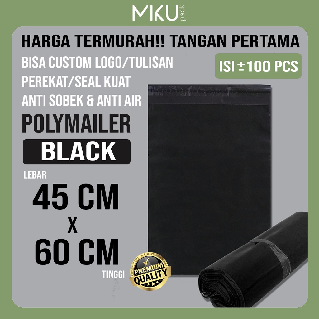 

45x60CM AMPLOP PLASTIK POLYMAILER KANTONG PLASTIK POLYBAG AMPLOP PACKING - HITAM