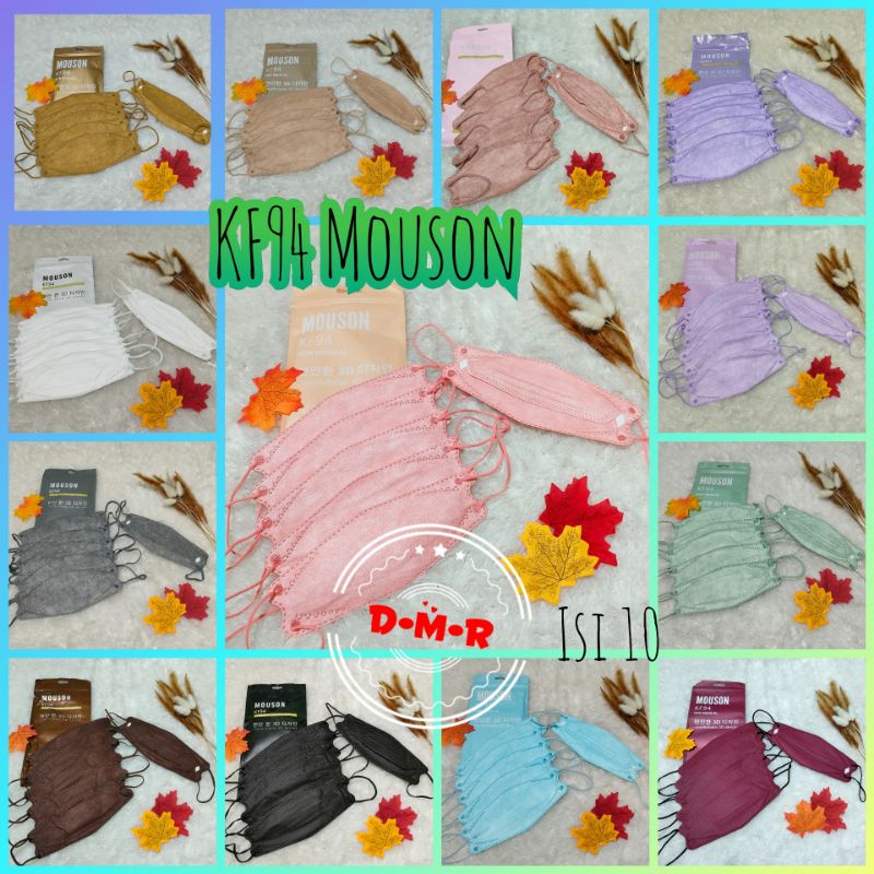 MASKER KF94 MOUSON NUDE PINK, SALEM, HITAM, ABU2, GOLD, COKLAT, UNGU ISI 10PC