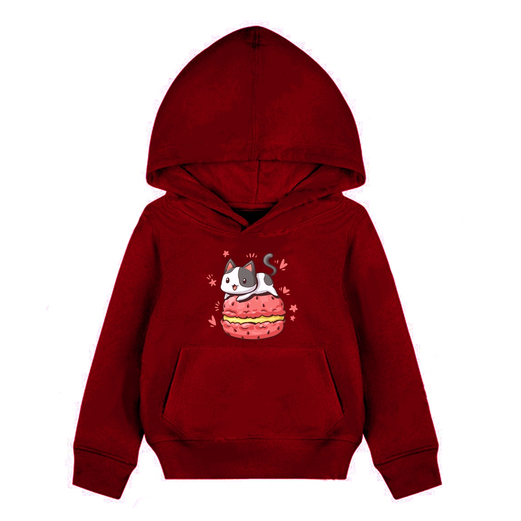 Hoodie Anak Burger Cat Sweater Pakaian Fleece Anak M - XL