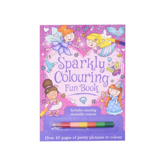 

Sparkly Colouring Fun Book - Includes amazing stackable crayons