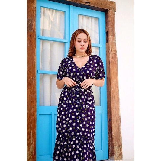 DRESS V NECK DRESS BALI DRESS KANCING DRESS BUNGA