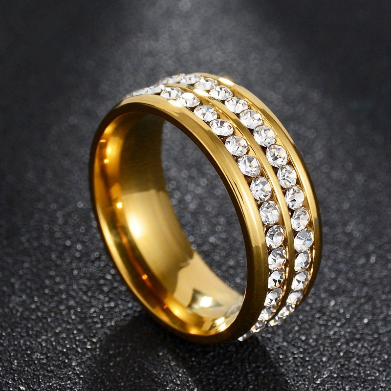 Cincin Emas Asli Kadar 375 Crystals Cincin Hadiah Liburan Terbaik (Size:6-10#) 331C1#