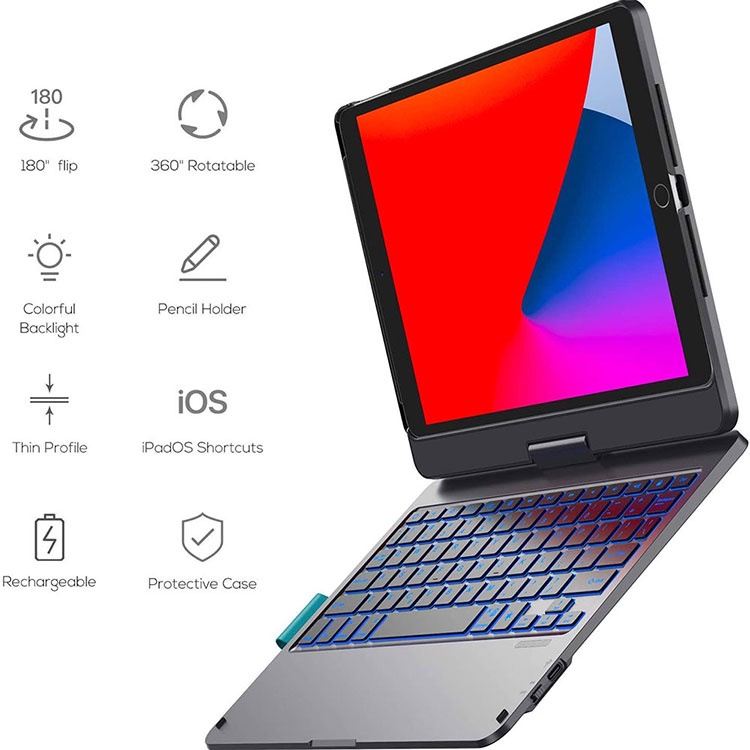 WIWU Waltz Rotating WIRELESS KEYBOARD CASE IPAD 9 / 8 / 7 (10.2 inch ) / IPAD AIR 3 2019 / IPAD PRO 10.5 2017