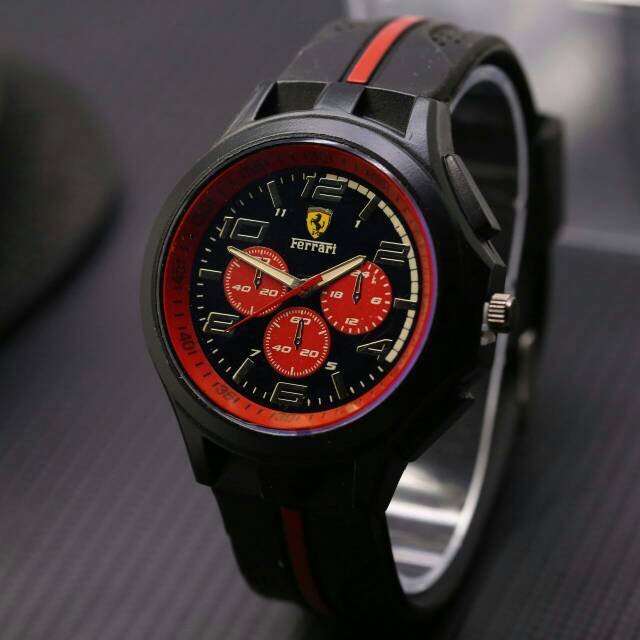 JAM TANGAN PRIA/COWOK FERRARI KARET PREMIUM ANTI AIR ELEGANT HARGA BERSAHABAT...