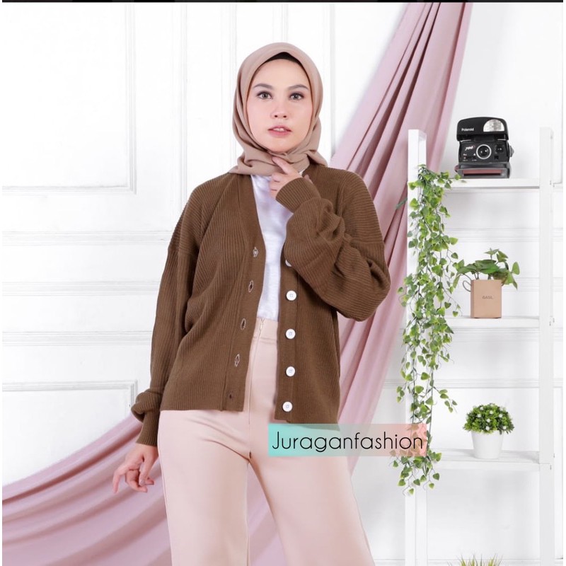 CARDIGAN CROP NACARA RAJUT-Cardi titan bronze