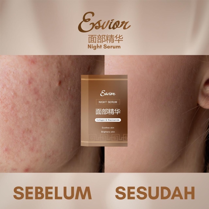 [ORI] Esvior Serum Night Korea dengan Kandungan Niacinamide dan Collagen Melembabkan Kulit Wajah Kering Kusam