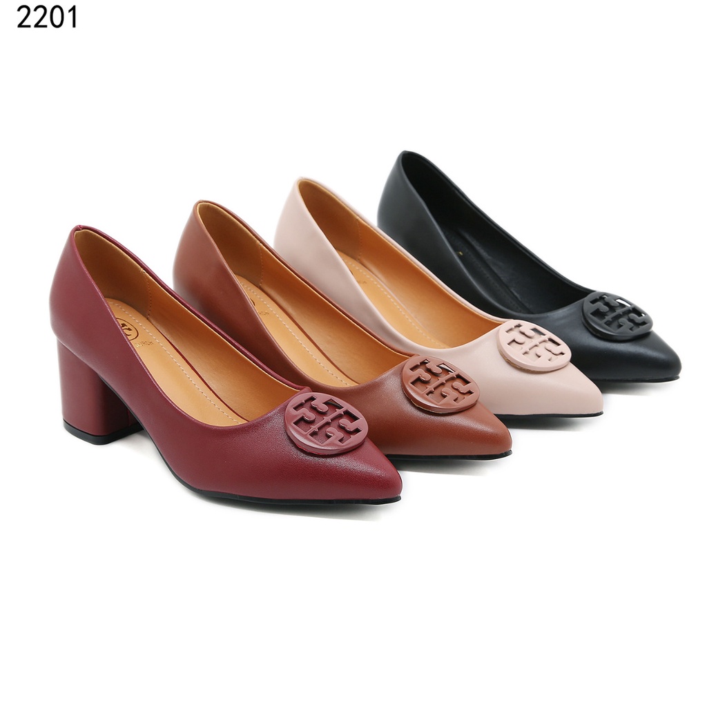 TB Leather Logo Block- Heel Pumps #2201