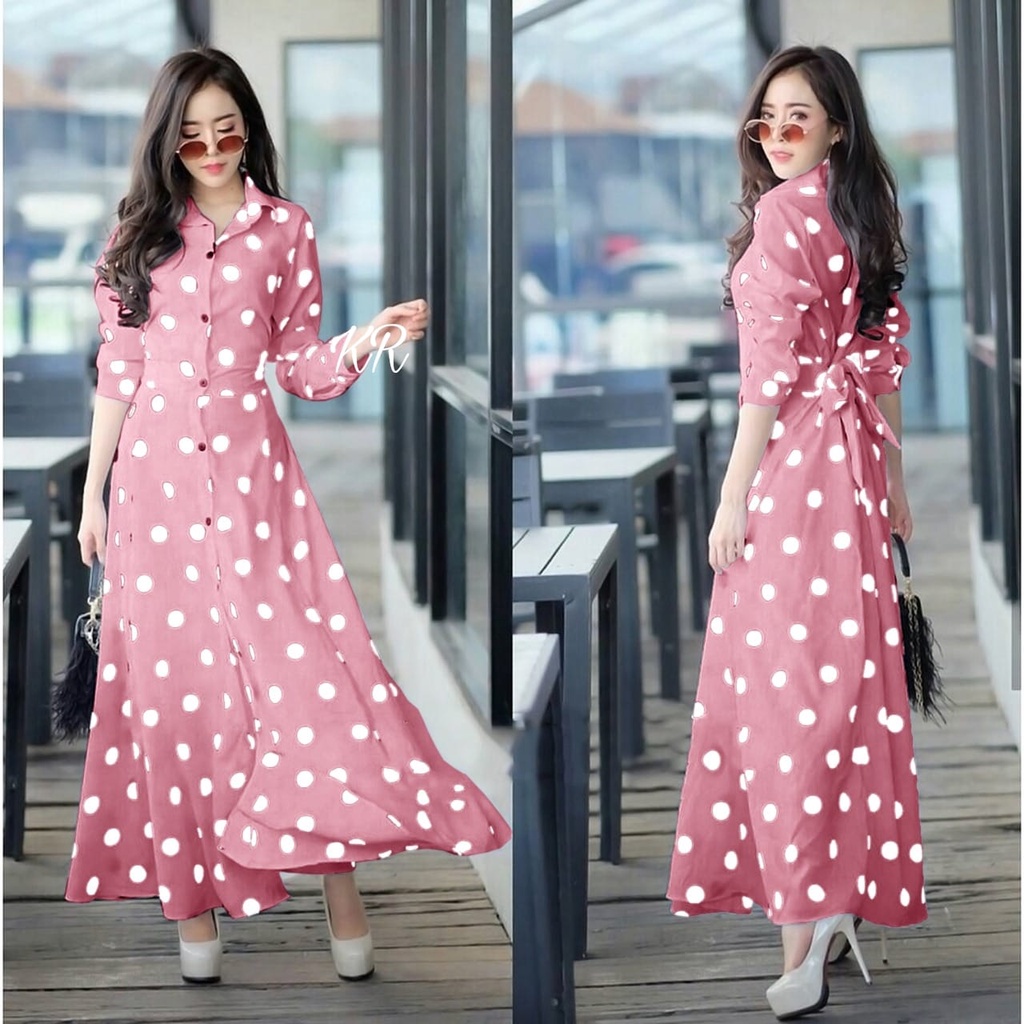 PAKAIAN WANITA DRESS ESTHER POLKA MONALISA BUSUI KR ADA VIDEO REAL PICT