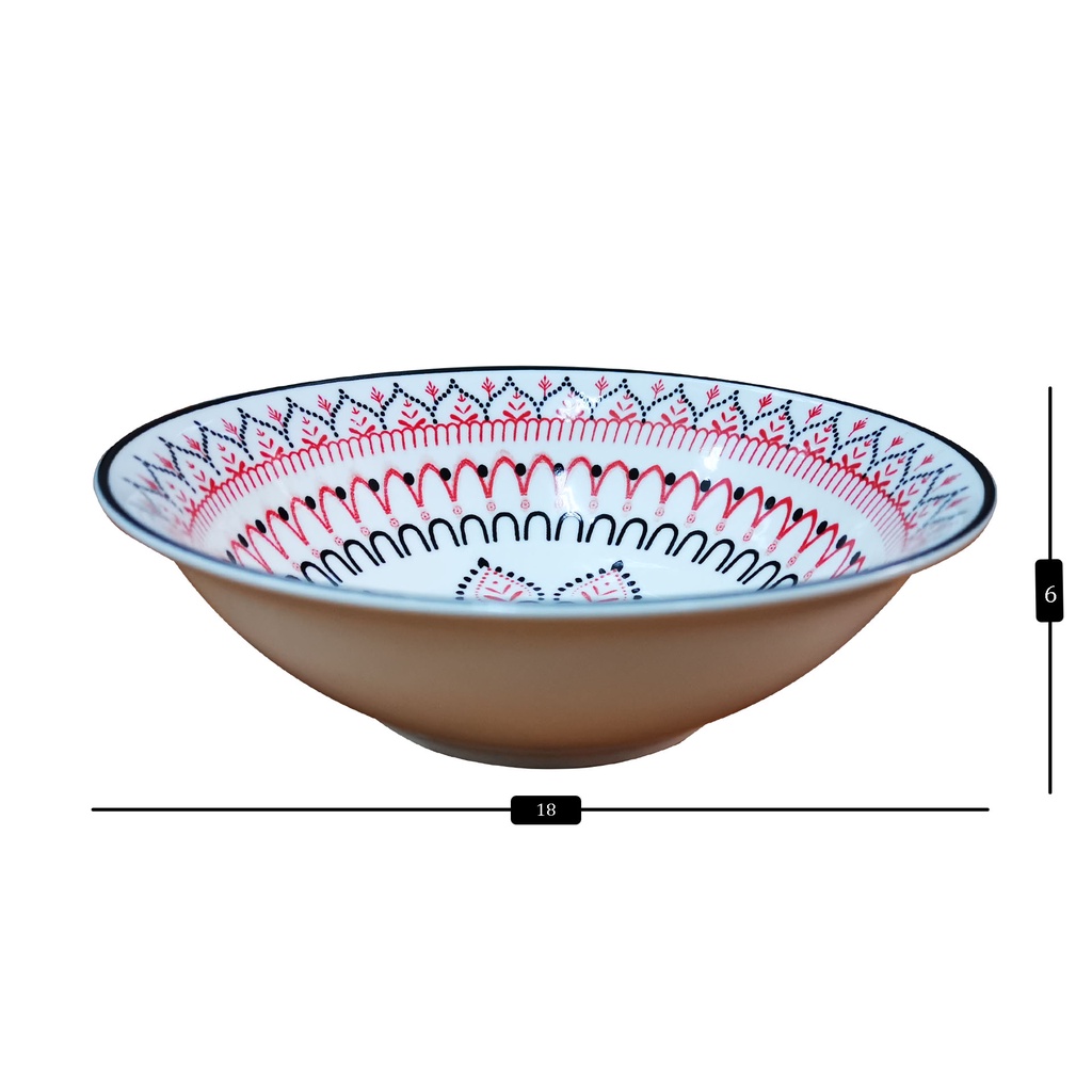 MANGKUK KERAMIK PATTERN / MANGKOK KERAMIK MOTIF BATIK MERAH 7"