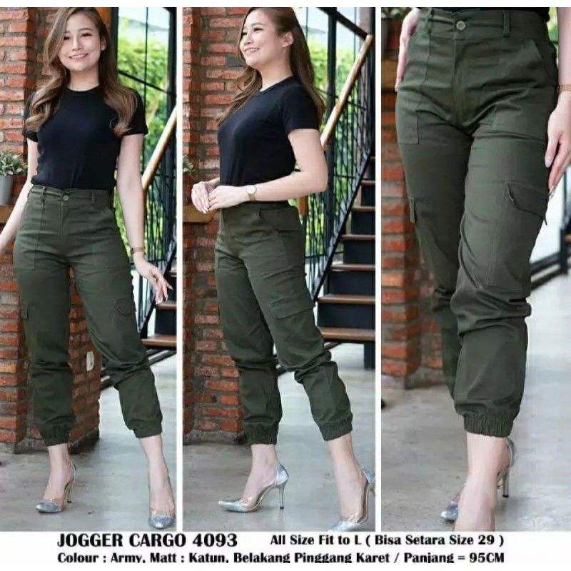 CELANA WANITA BAGGY PANTS CARGO JOGER RESLETING AMERICAN DRILL