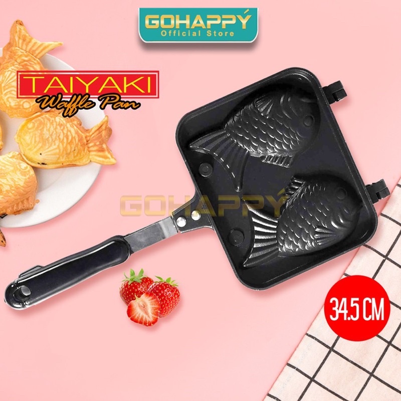 Cetakan TAIYAKI WAFEL MAKER Teflon Marble Cetakan Kue Dua ikan teflon Anti lengket Waffle bungeoppang pan japan