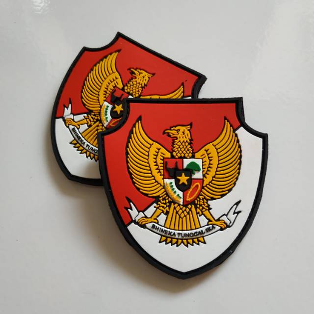 Patch rubber GARUDA DASAR MERAH PUTIH/tempelan karet emblem velcro