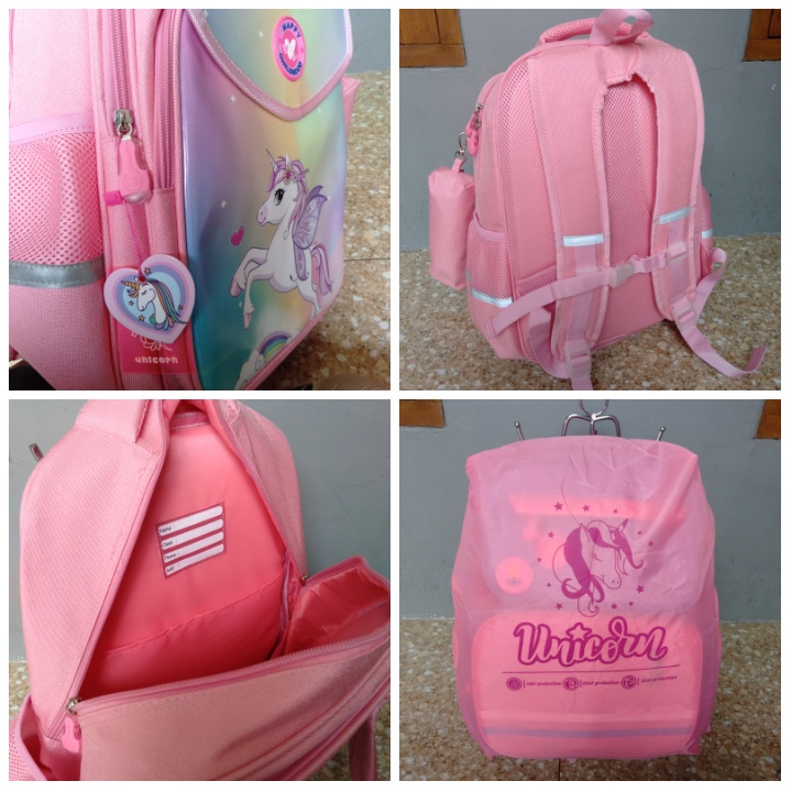 Tas Ransel Sekolah Backpack Anak Import Naerdvo Unicorn Happy Childhood